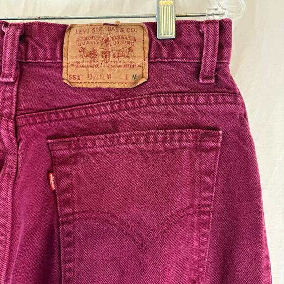 Levi's 551 Relaxed Fit Tapered Leg Vintage 90s Burgundy Jeans USA 14 32 x 30 - Picture 4 of 6